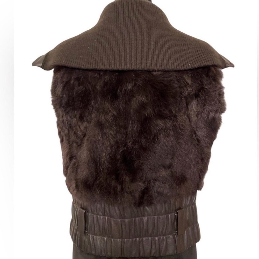 Heart Moon Star Brown Fur Vest High Collar - Picture 4 of 5